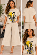 Artful Floral Cowl-Neck Top