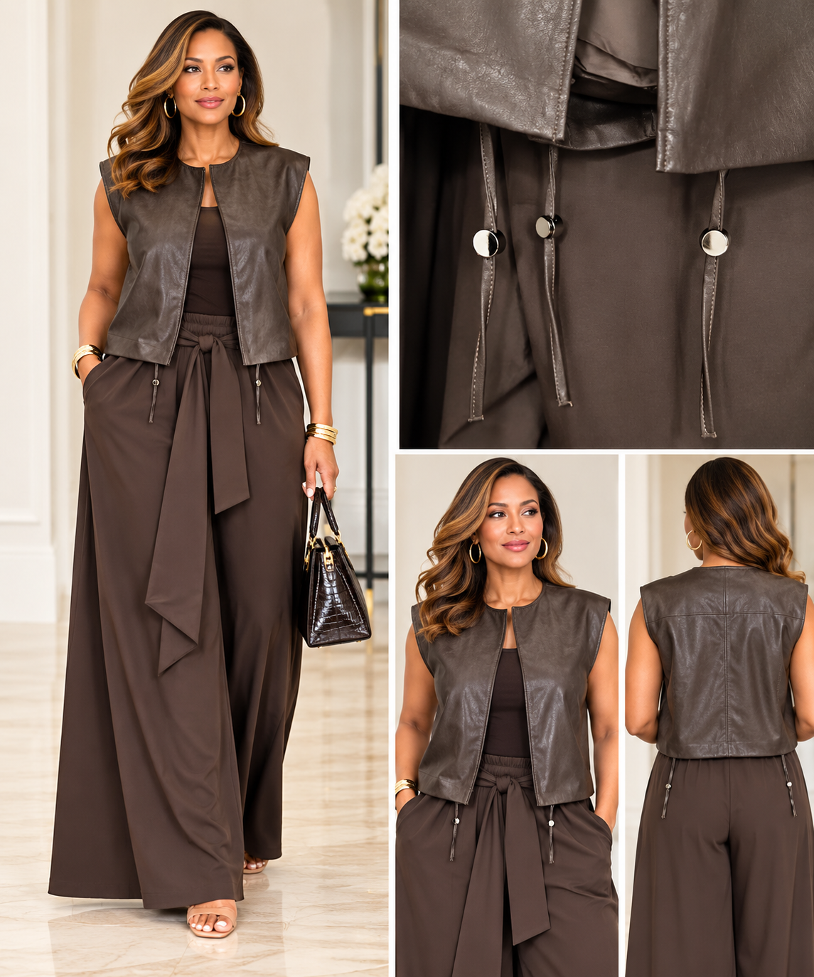 Contemporary Faux Leather Vest