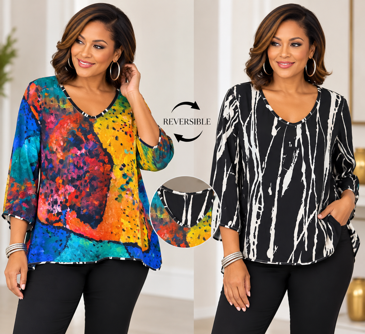 Reversible V Neck Blouse